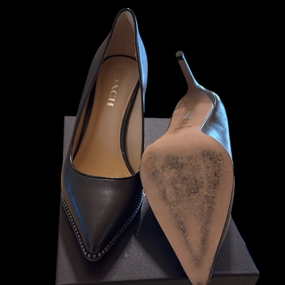 Coach Vonna Matte Box/Calf Black/Black Heels with Elegant Detailing. - Picture 7 of 8